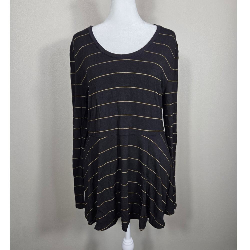 Matilda Jane Enjoy The Party Wonderment Black & Gold Striped Tunic Top Size M